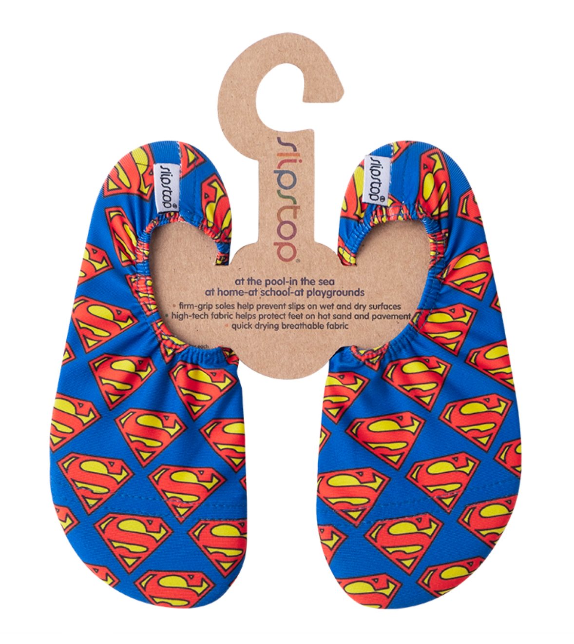 Slip Stop Wasserschuhe Turnschläppchen Badeschläppchen weiche flexible Barfußschuhe Superman Kalel 