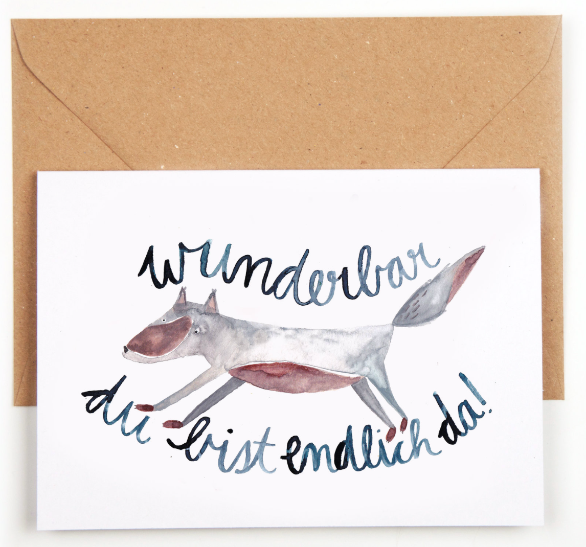 Klappkarte Wunderbar Du bist endlich da! - keks.