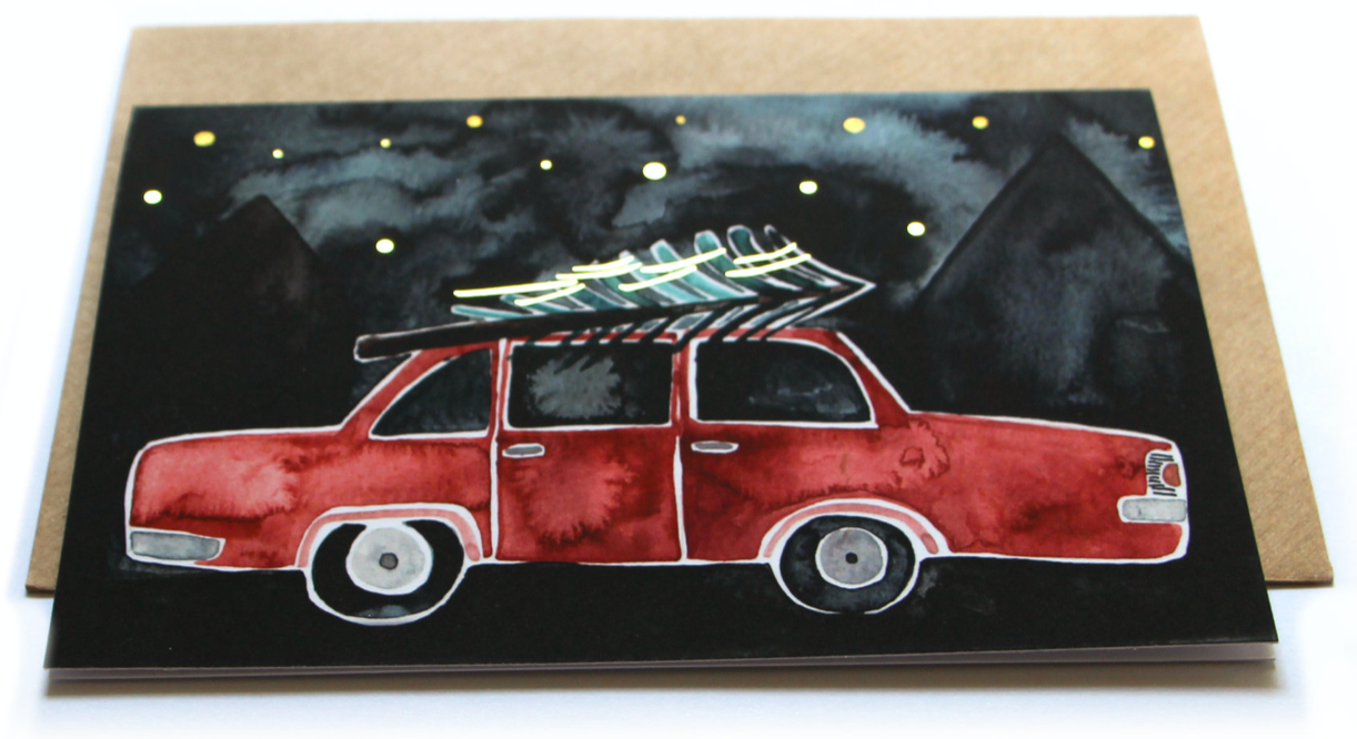 Funkelnde Klappkarte Driving Home for Christmas - keks.