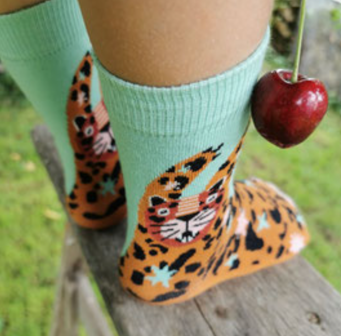 Fräulein Prusselise Leo Socke Collab-Style mit Halb und Halb - keks.