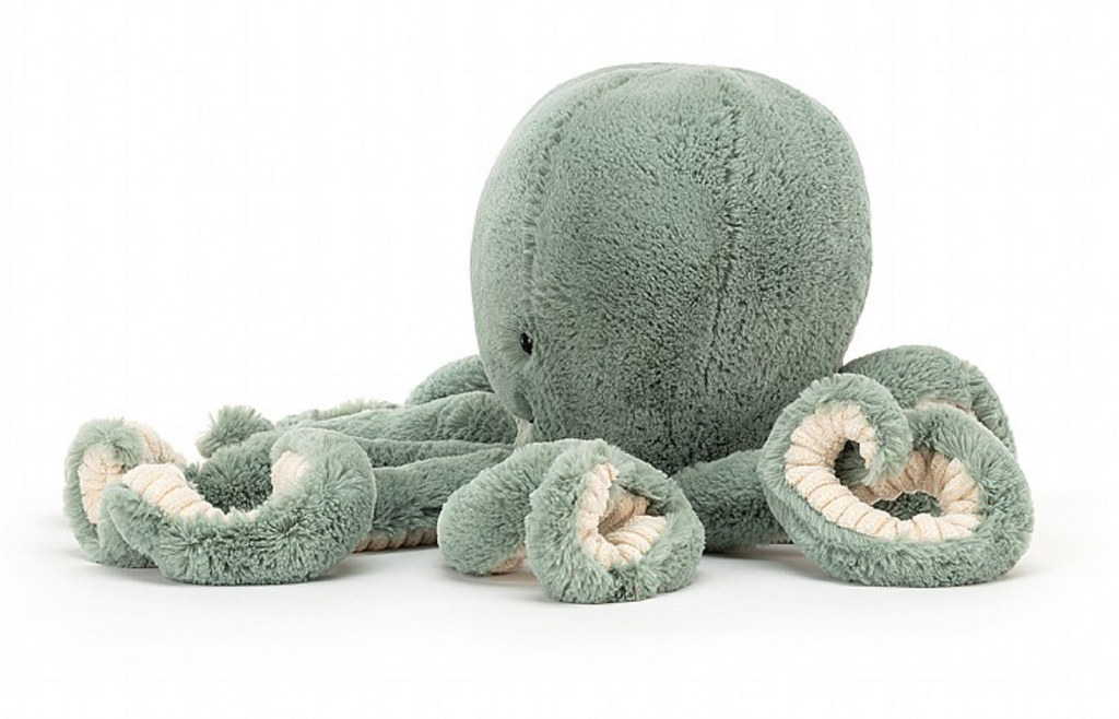  Kuscheliges Oktopus Odyssey Kuscheltier von Jellycat in Mint, seitliche Ansicht