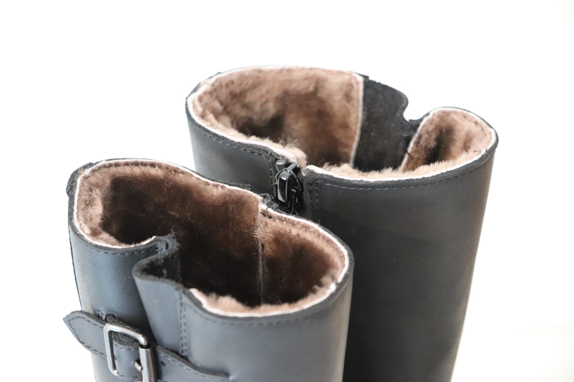 Cole Bounce Langschaft Biker Stiefel Schwarz mit Lammfell - keks.