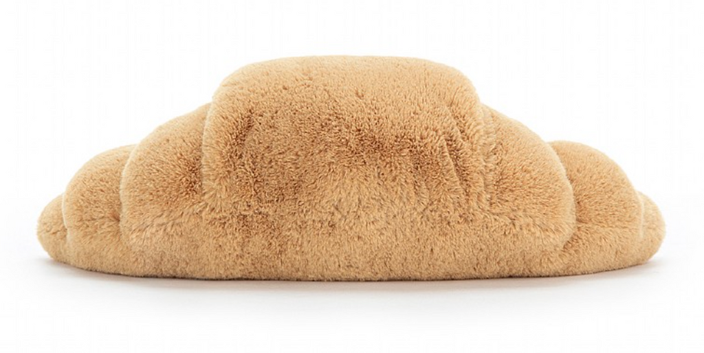 Kuscheliges Gebäck Croissant Kuscheltier mit Beinen und Gesicht von Jellycat , Ansicht von hinten