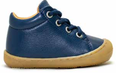 Cooler Lauflernschuh von Telyoh in Dunkel Blau. Kinderschuh Mannie mit Schnürverschluss