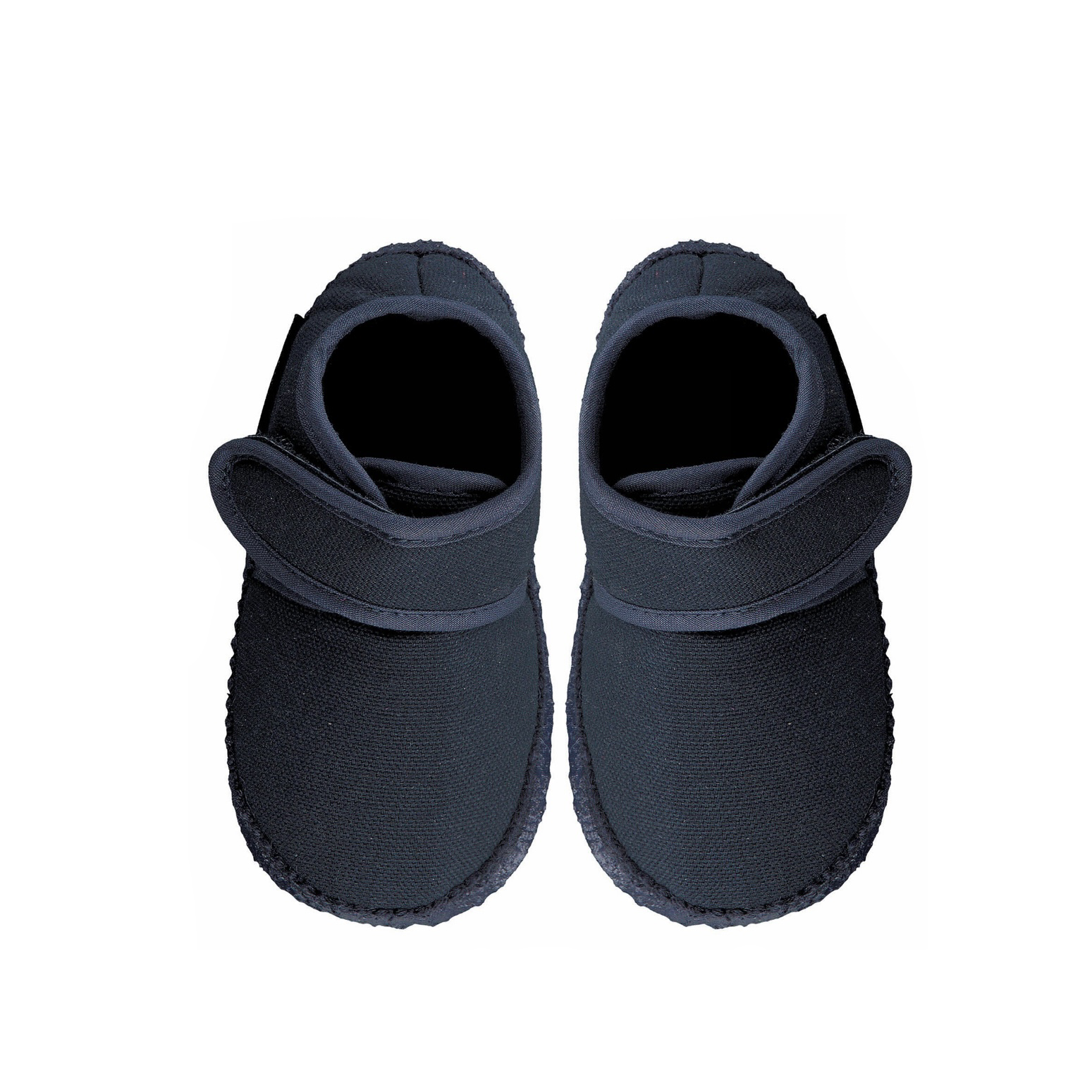 Softe Nanga Kinderhausschuhe Luna in dunkelblau mit Klettverschluss, Ansicht von oben